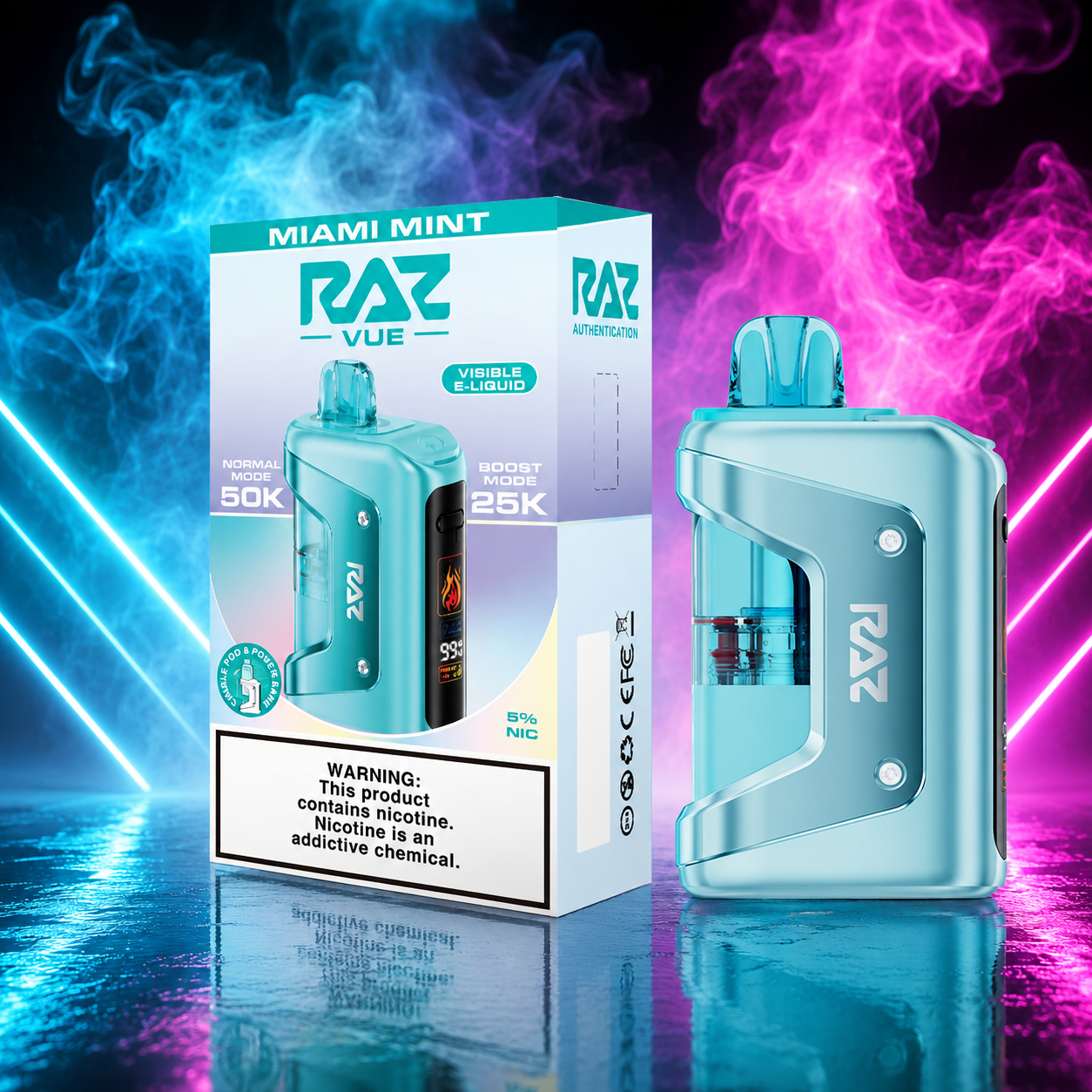 RAZ Vue 50K Starter Kit | Rechargeable Pod System pink smoke shop RAZ Vue 50K Starter Kit | Rechargeable Pod System pink smoke shop