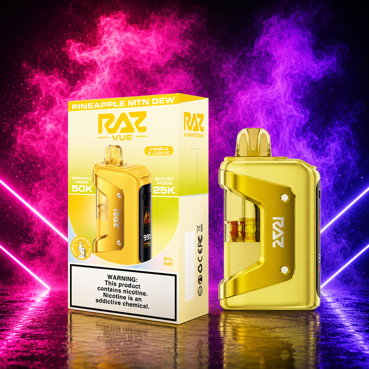 RAZ Vue 50K Pineapple MTN Dew Starter Kit rechargeable pod system vape in Smoke Shop Miami