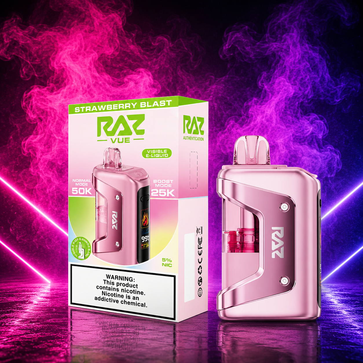 RAZ Vue 50K Starter Kit | Rechargeable Pod System pink smoke shop RAZ Vue 50K Starter Kit | Rechargeable Pod System pink smoke shop