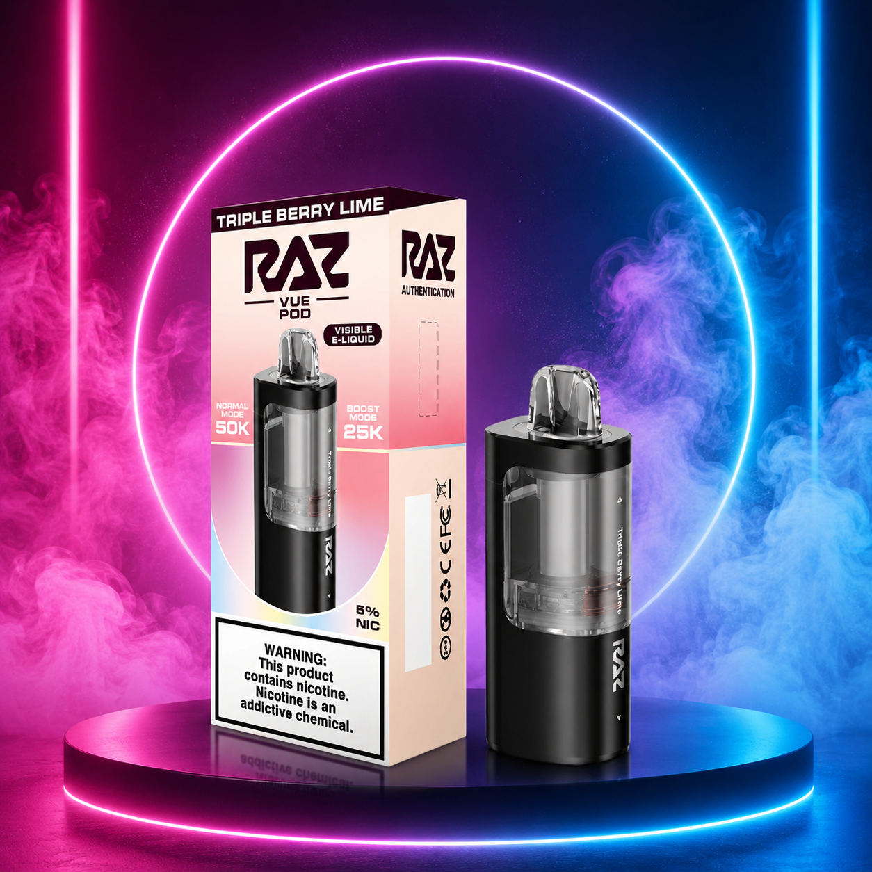 RAZ Vue 50K Triple Berry Lime Replacement Pod Available now at Miami Smoke Shop