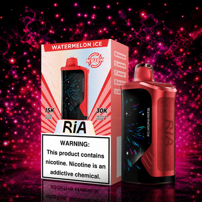 Ria NV30K Watermelon Ice Disposable Vape by Geek Bar with 30000 puffs, rechargeable battery, dual mesh coil, and premium Watermelon Ice flavor available at Pink Smoke Shop.